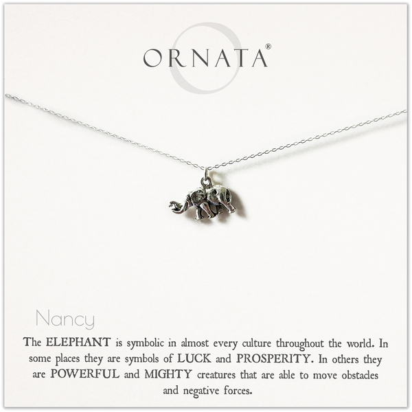 Sterling Silver and Silver Plated Elephant Charm Necklace