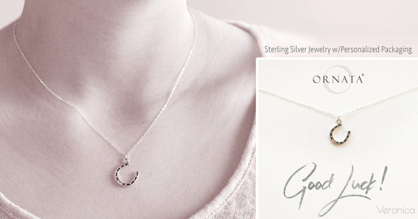 Lucky horseshoe necklace - Custom necklace with sterling silver horseshoes - personalized jewelry is sterling silver and a great good luck gift or a gift for a horse lover.