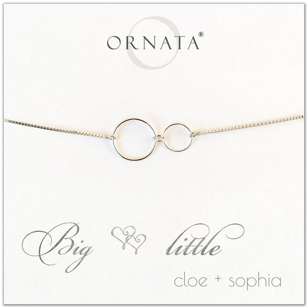 Big Little Sorority Sisters personalized sterling silver bolo bracelet. Our custom bracelets make good gifts for sororities or sisters. Perfect for big little reveal day!