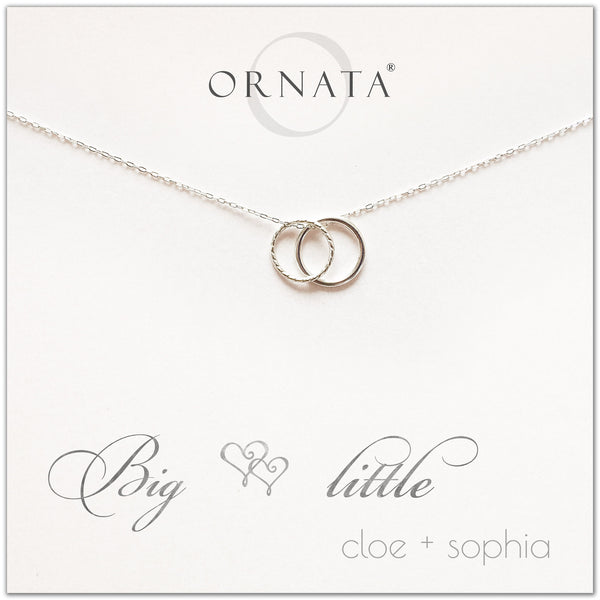 Big Little Sorority Sisters personalized necklace. Our sterling silver custom sorority necklaces make good gifts for sororities or sisters. Perfect for big little reveal day!