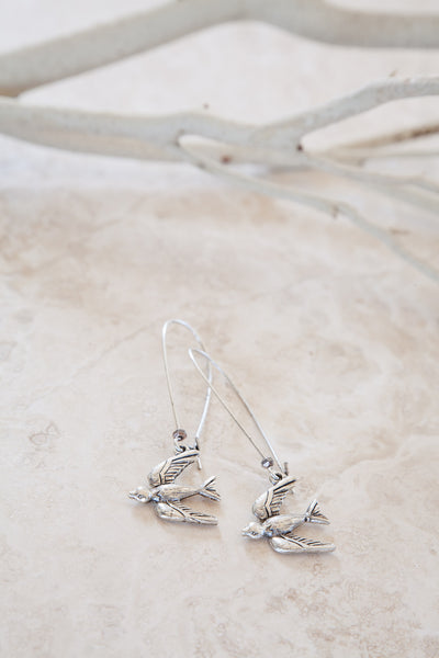 Silver Plated Flying Bird Earrings