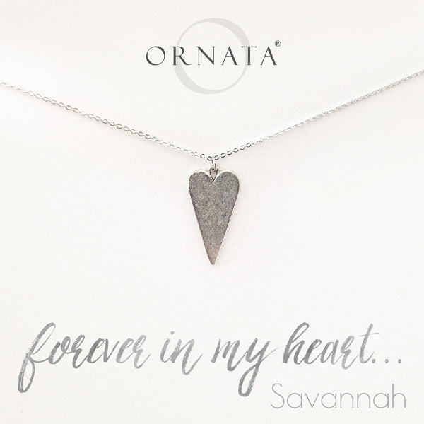 “Forever in My Heart” Sterling Silver and Silver Plated Heart Necklace