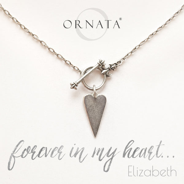 “Forever in My Heart” Toggle Heart Silver Plated Necklace