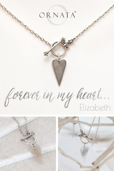 “Forever in My Heart” Toggle Heart Silver Plated Necklace