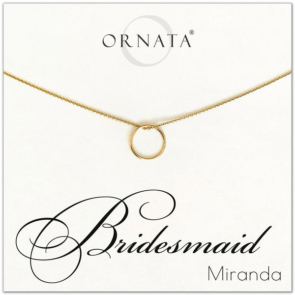 Personalized bridesmaid necklace. Our 14 karat gold filled custom wedding jewelry is a perfect gift for bridesmaids and bridal parties. Customize with the names of your bridal party members! Great bridesmaid gift and gift for weddings, wedding showers, bridal showers, and bachelorette parties.