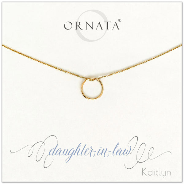 Daughter in Law - personalized gold necklaces. Our 14 karat gold filled custom jewelry is a perfect gift for daughters in law from mothers in law. Part of our Generations Jewelry collection.