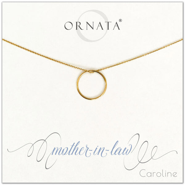 Mother in Law - personalized gold necklaces. Our 14 karat gold filled custom jewelry is a perfect gift for mothers in law. Also a good gift for Mother’s Day.