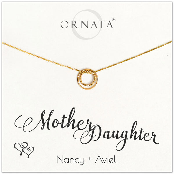 Mother Daughter necklace - personalized gold necklaces. Our 14 karat gold filled custom jewelry is a perfect gift for mothers, daughters, granddaughters, grandmothers, sisters, wives, and family members. Also a good gift for Mother’s Day.