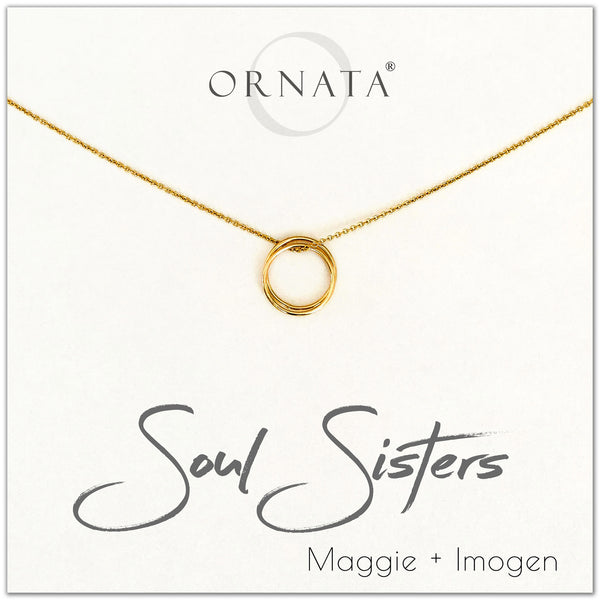 Soul Sisters - personalized gold necklaces. Our 14 karat gold filled custom jewelry is a perfect gift for best friends, sisters, and family.