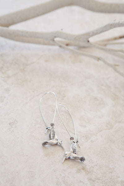 Silver Plated Hummingbird Earrings