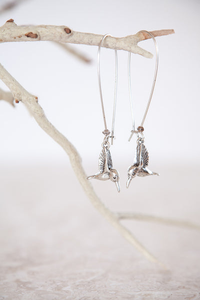 Silver Plated Hummingbird Earrings
