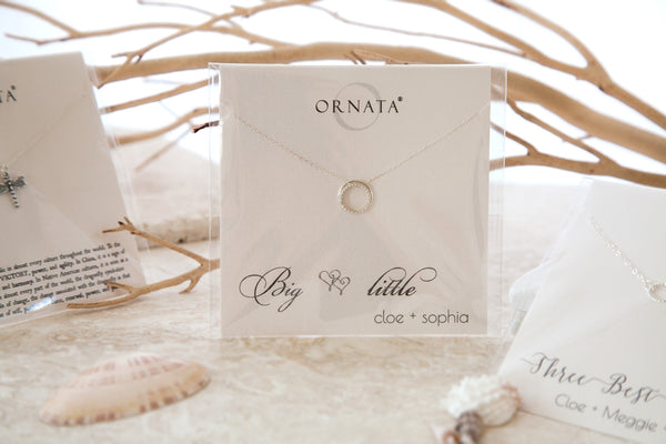 Personalized 4 best friends necklace - custom friendship necklaces for 4 best friends or 4 sisters. Four sterling silver interlocking rings represent a group of four friends.
