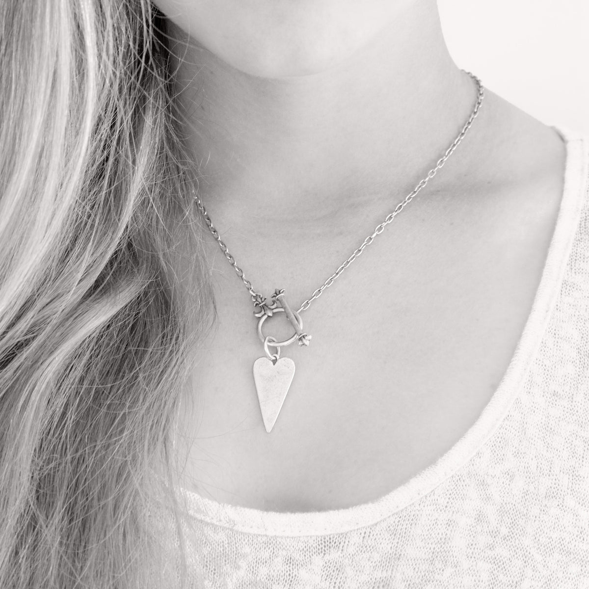 “Forever in My Heart” Toggle Heart Silver Plated Necklace