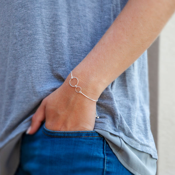 Personalized teacher bracelet - sterling silver friendship bracelet for three best friends - custom jewelry for friend or sister