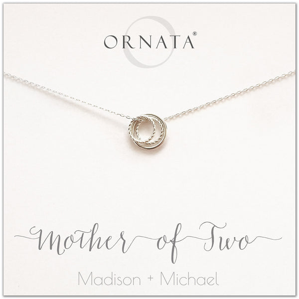 Mother's Day Jewelry - Mother of Two Sterling Silver Necklace - Personalized for Mom