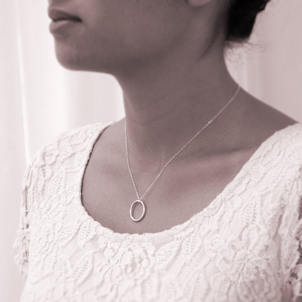 Personalized necklace - silver sisters necklaces  - sterling silver custom jewelry for best friend or sister. Perfect gift for sisters or best friends. Silver ring to represent sisters.