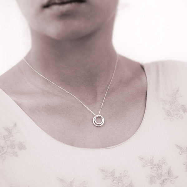 Mother Daughter necklace - mother’s day present for mothers of daughters. Personalize the sterling silver interlocking rings necklace with the name of your mother or daughter. Great mother’s day present or gift for daughter.