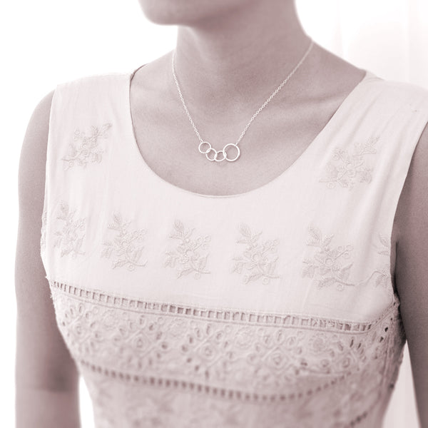 Custom Mother of 3 Necklace - personalized jewelry is sterling silver and the custom necklaces are perfect gifts for a mother, grandmother, wife, girlfriend, or family member. Also good Mother’s Day gift or Mother’s Day jewelry for moms of 3 children.
