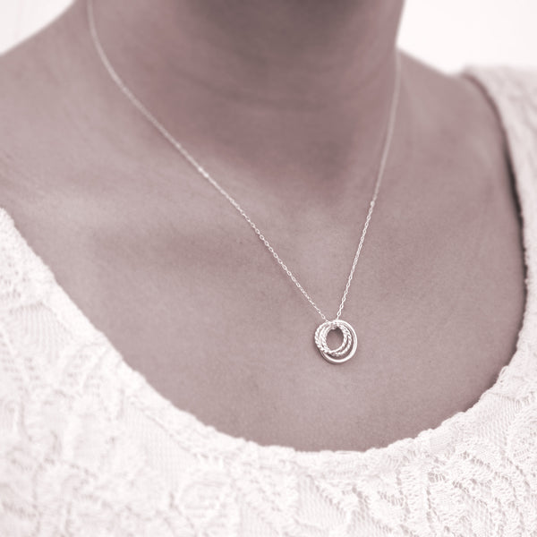 Custom Mother of 3 Necklace - personalized jewelry is sterling silver and the custom necklaces are perfect gifts for a mother, grandmother, wife, girlfriend, or family member. Also good Mother’s Day gift or Mother’s Day jewelry for moms of 3 children.