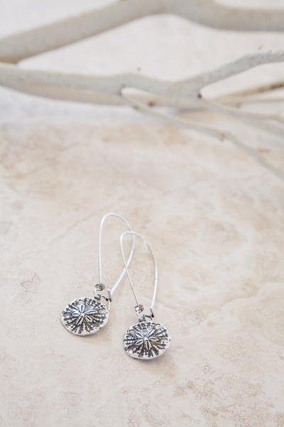 Silver Plated Sand Dollar Earrings