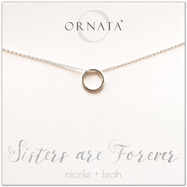 Sisters forever - personalized sisters necklace. Our sterling silver custom jewelry is a perfect gift for best friends, sisters, BFFs, and soul sisters - symbolic necklace to represent the bond between sisters with a silver ring. Good gift for best friend or sister.