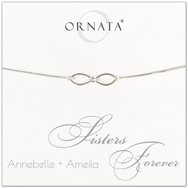 Sisters forever personalized sterling silver bolo bracelet. Our custom bracelets make good gifts for best friends or sisters.