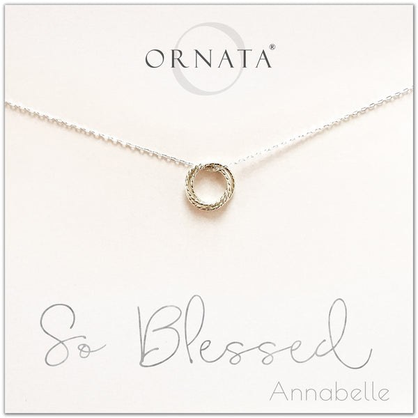 Personalized silver blessed necklace. Our sterling silver custom jewelry is a perfect gift for friends, sisters, mothers, or family members - symbolic necklace with rings to represent love, family, and blessings.