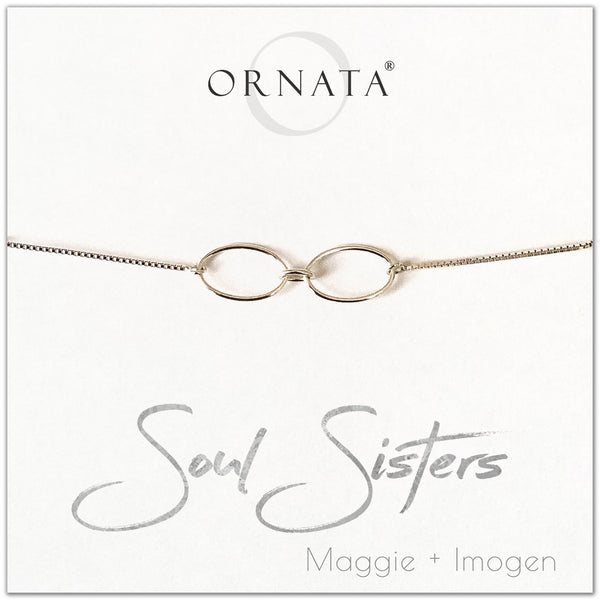 Soul Sisters personalized sterling silver bolo bracelet. Our custom bracelets make good gifts for best friends or sisters.