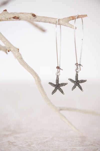 Silver Plated Pewter Starfish Earrings