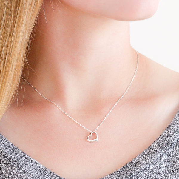 Personalized necklace - silver heart necklaces  - sterling silver custom jewelry for significant other, daughter, wife, girlfriend, or family member that is forever in your heart.