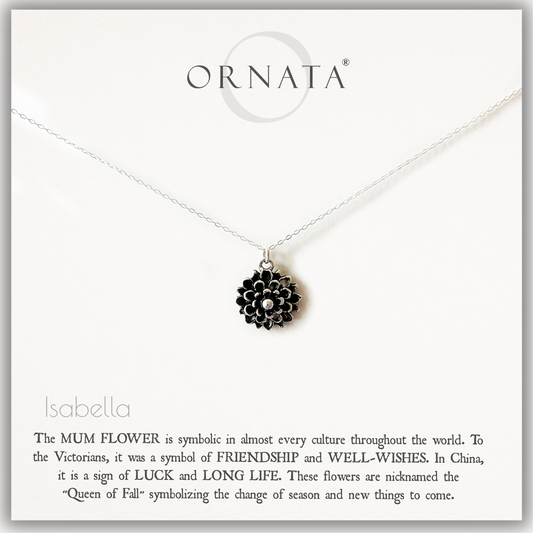 Sterling Silver and Silver Plated Chrysanthemum Charm Necklace
