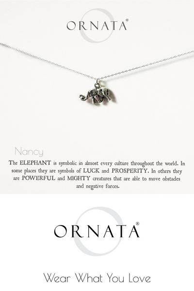 Sterling Silver and Silver Plated Elephant Charm Necklace