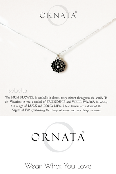 Sterling Silver and Silver Plated Chrysanthemum Charm Necklace