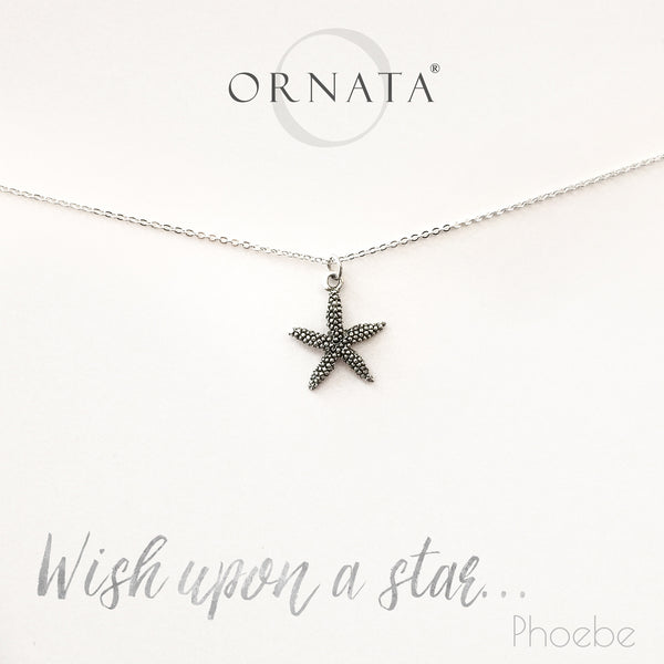 “Wish Upon a Star" Delicate Starfish Sterling Silver and Silver Plated Necklace