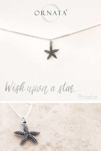 “Wish Upon a Star" Delicate Starfish Sterling Silver and Silver Plated Necklace