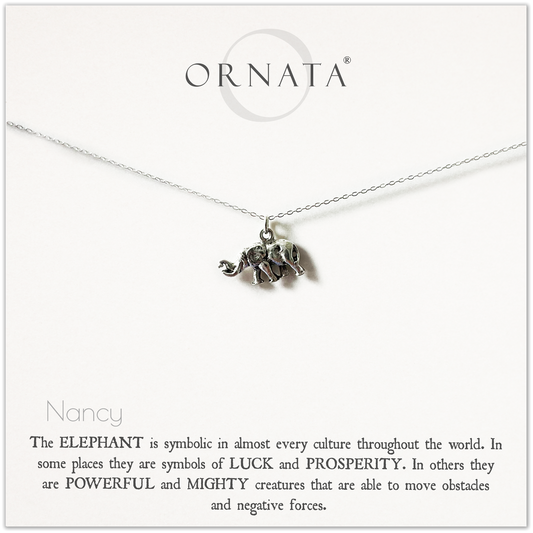 Sterling Silver and Silver Plated Elephant Charm Necklace