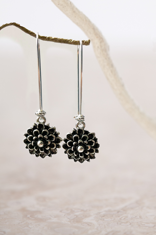 Silver Plated Mum Earrings (Chrysanthemum)