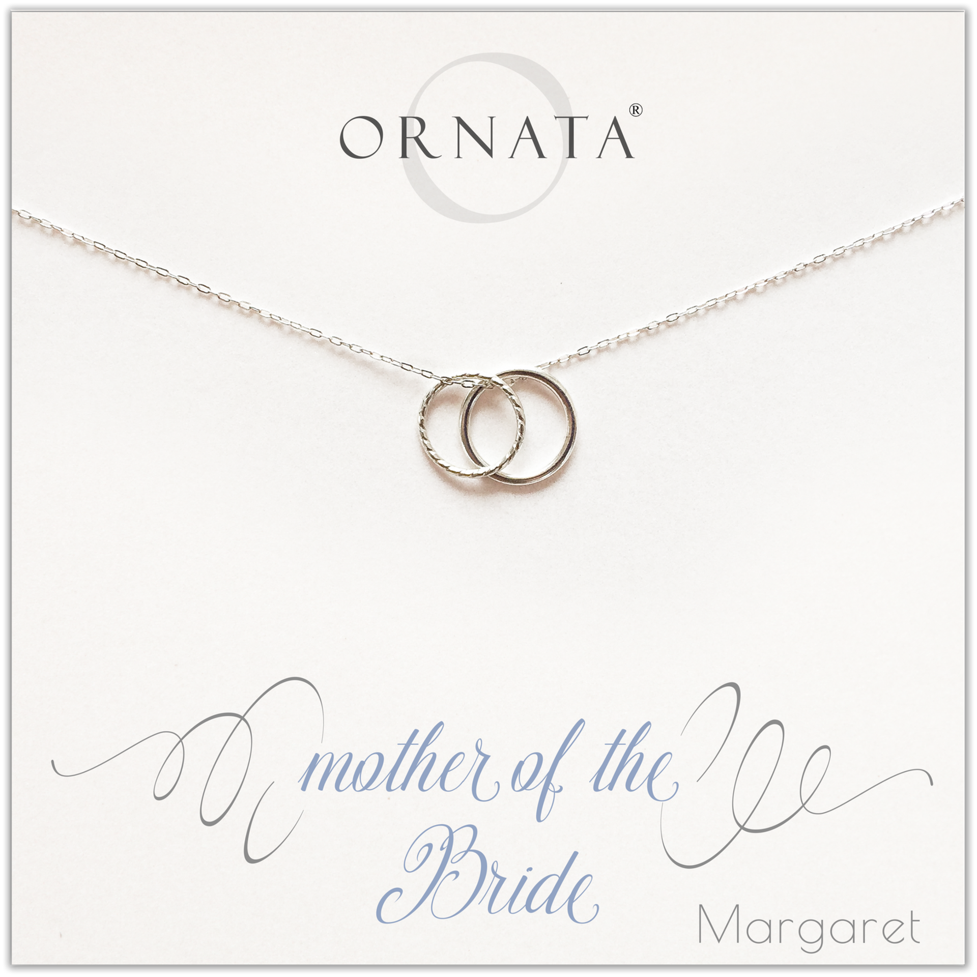 "Mother of the Bride” Generations Sterling Silver Necklace on Personalized Jewelry Card