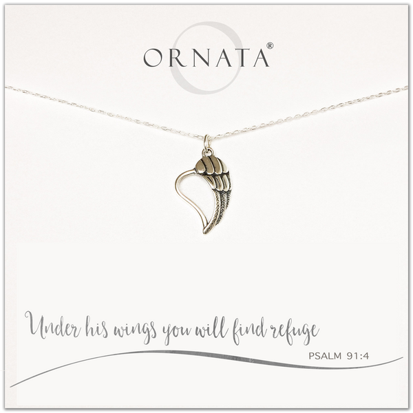 "Psalm 91:4” Sterling Silver Necklace on Personalized Jewelry Card