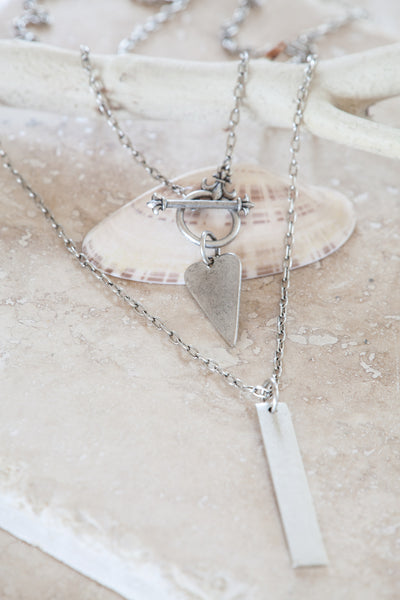 “Forever in My Heart” Toggle Heart Silver Plated Necklace