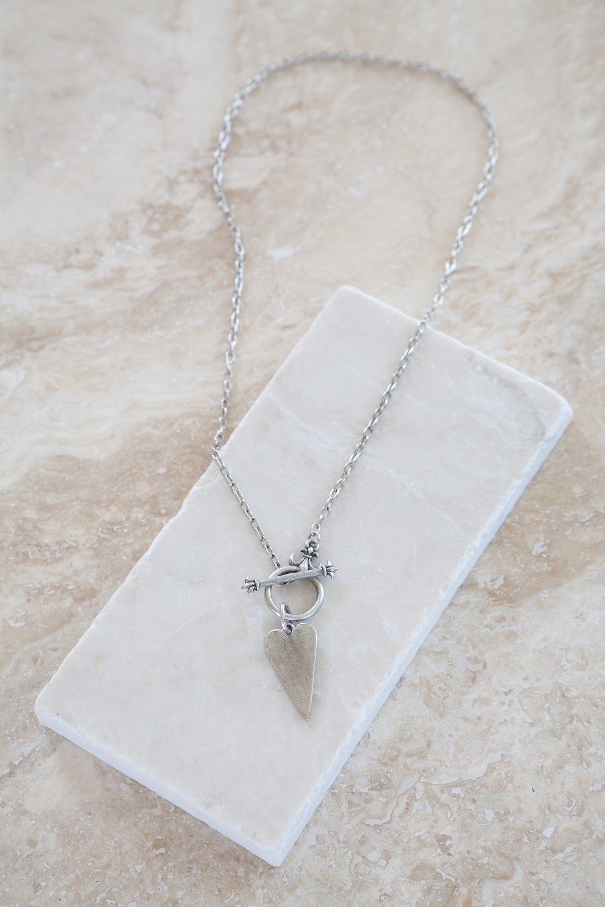 “Forever in My Heart” Toggle Heart Silver Plated Necklace