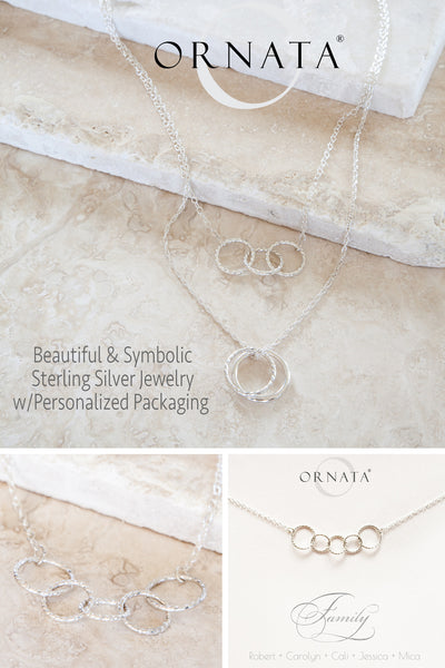 Personalized necklace - silver three best friend necklaces  - sterling silver custom jewelry for best friends or sisters. Perfect gift for sisters or best friends. Three interlocking silver rings to represent three friends or sisters.