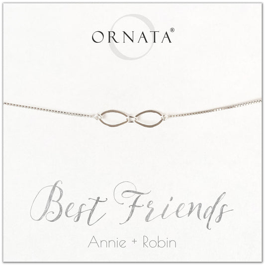 Two best friends personalized sterling silver bolo bracelet. Our custom bracelets make good gifts for best friends or sisters. 