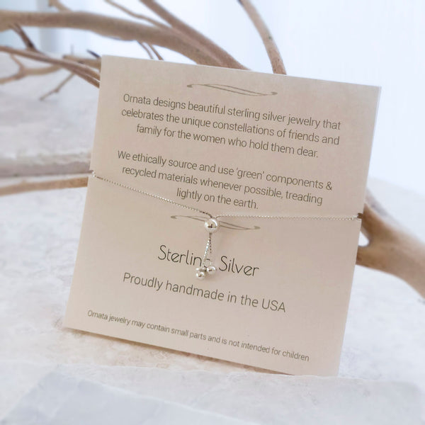 Sterling silver bolo bracelets for families of four - custom silver bracelets are great keepsake gifts for moms, daughters, grandmas, granddaughters, friends, and family members or good wedding gifts.  
