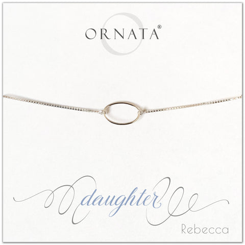 Daughter personalized sterling silver bolo bracelet. Our custom bracelets make good gifts for mothers to give their daughters. Great birthday or mother’s day gift for daughter.