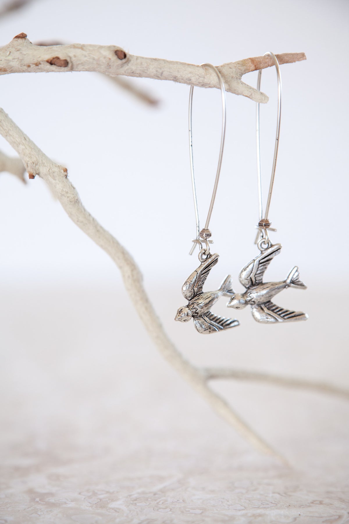 Silver Plated Flying Bird Earrings