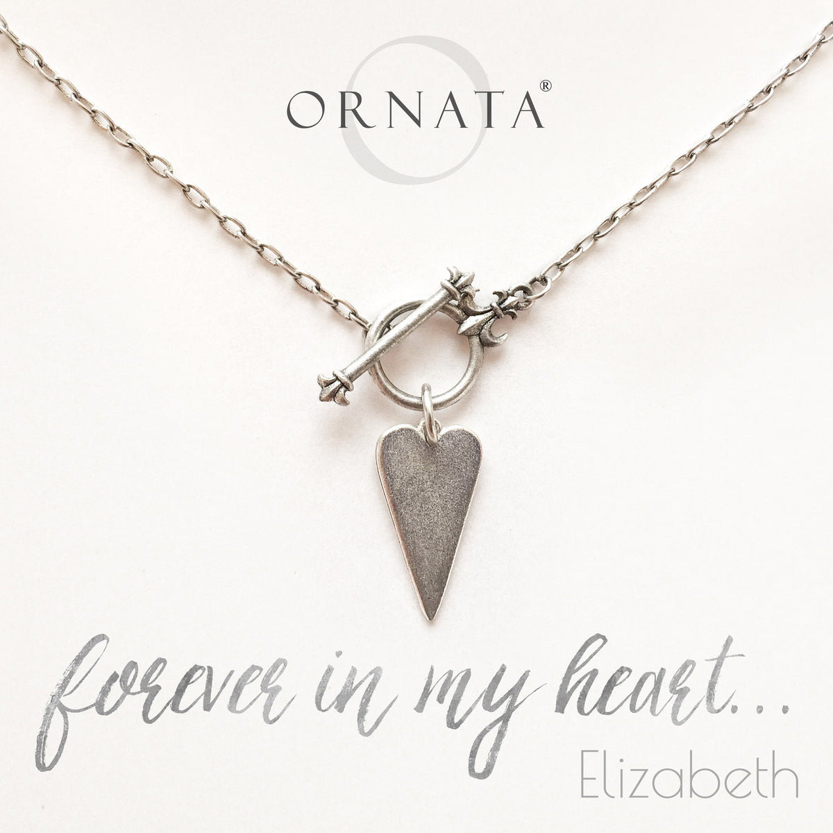 “Forever in My Heart” Toggle Heart Silver Plated Necklace