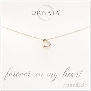 Forever in my heart necklace - personalized silver heart necklace. Our sterling silver custom jewelry is a perfect gift for girlfriends, wives, mothers, nieces, daughters, best friends, sisters, significant others, newlyweds, and soul mates - symbolic heart necklace to show your love. 