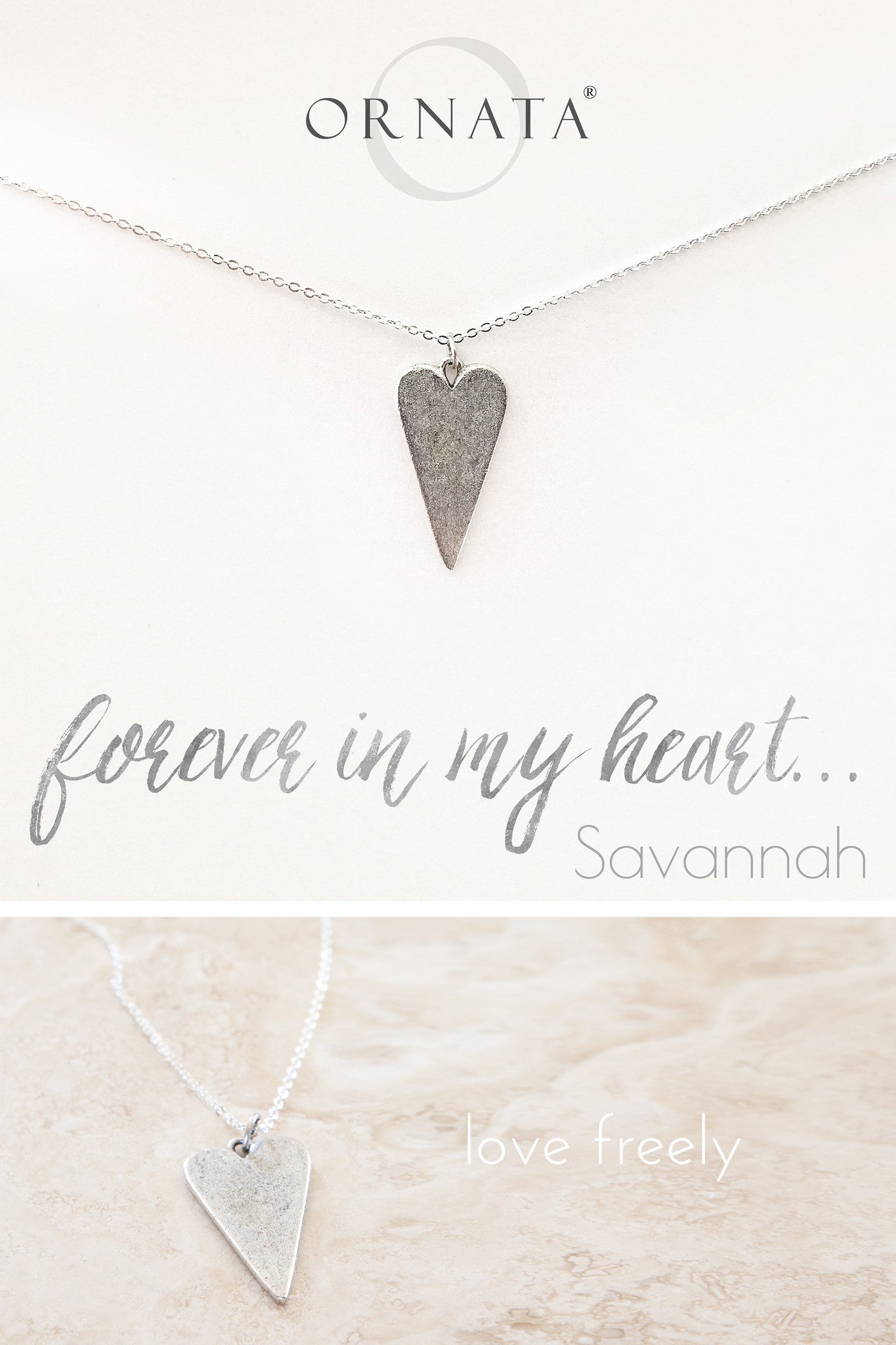 “Forever in My Heart” Sterling Silver and Silver Plated Heart Necklace