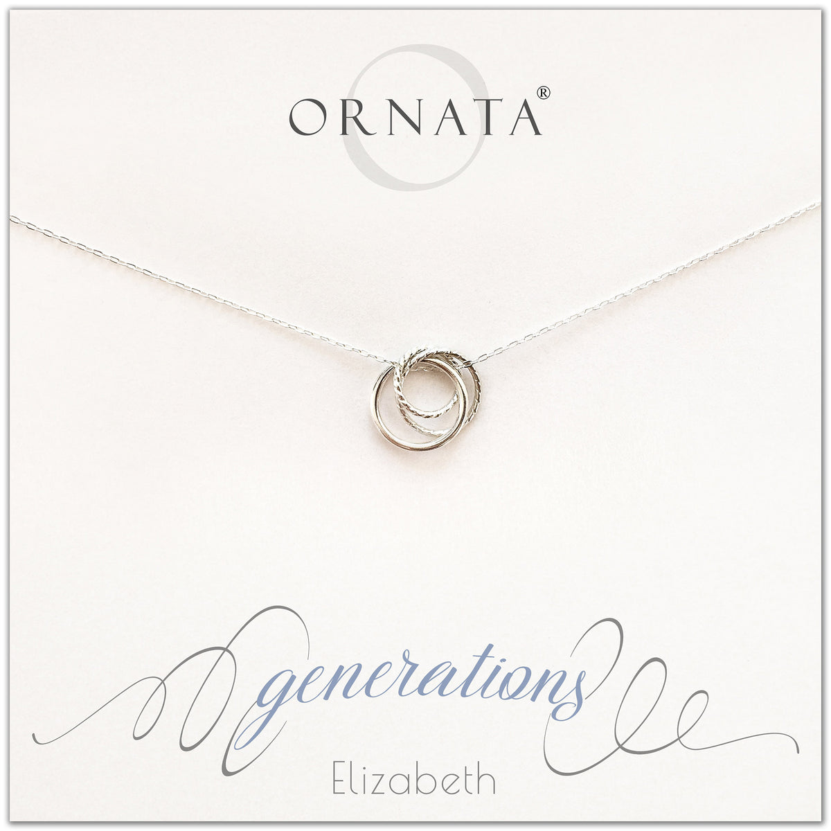 Three Generations Linked Ring Necklace in Sterling Silver